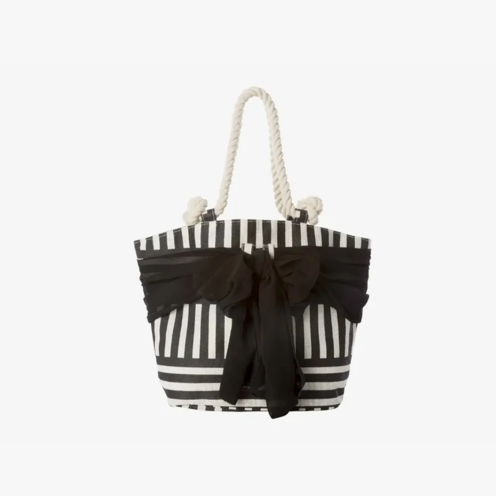 Mud Pie Sarong Along Tote, Black Striped